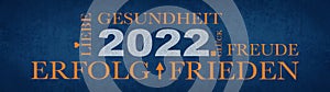 NEUJAHR 2022 GlÃÂ¼ckwÃÂ¼nsche GruÃÅ¸karte Hintergrund Banner Panorama - Blaue abstrakte Textur mit WÃÂ¼nsche